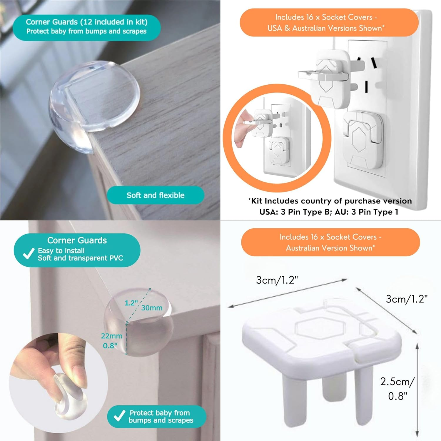 Baby Proofing Kit 67Pcs All in One Includes Magnetic Cabinet Locks for Baby Proofing, Corner Bumper Protectors, Child Safety Strap Locks, Power Point Outlet Covers, Finger Pinch Guards & Bath Toys image number 4