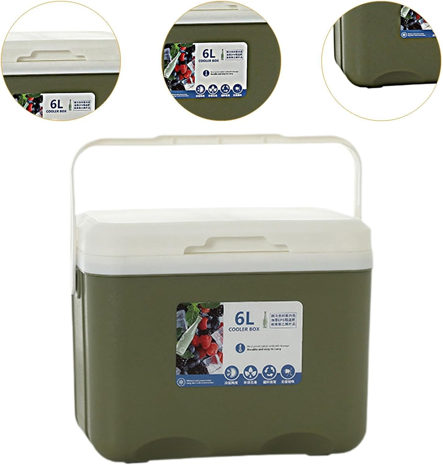 Cooler Box Insulated Box Cold Storage Portable 6L Ice Chest Small Hard Ice Box for Fishing Boat Sport Drink Picnic Barbecue image number 3