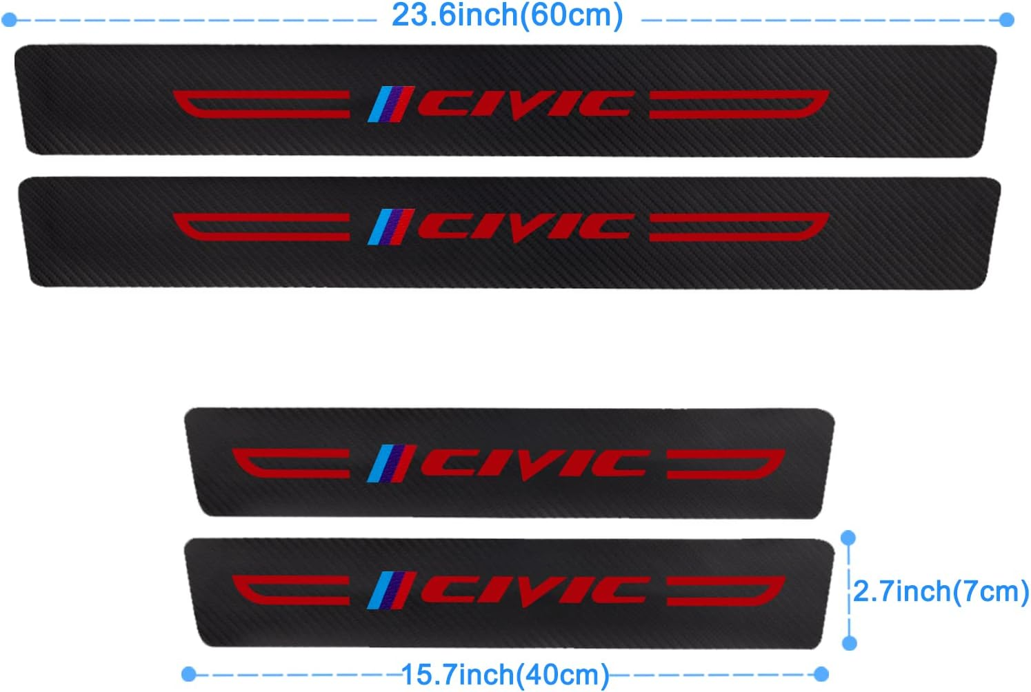 Honda Civic Accessories: Sill Protector and Guard - Compatible, Scuff Plate, Decoration (Red Black) image number 5