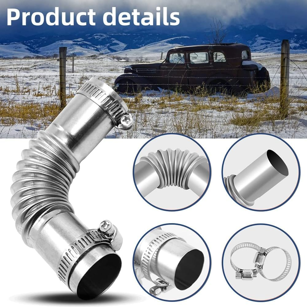 Silver Stainless Steel Exhaust Hose 25Mm Windproof Cap Gas Water Heater Air Diesel Parking Heater Exhaust Pipe Tube Elbow Connector for Diesel Boat Heater（2Pcs） image number 3