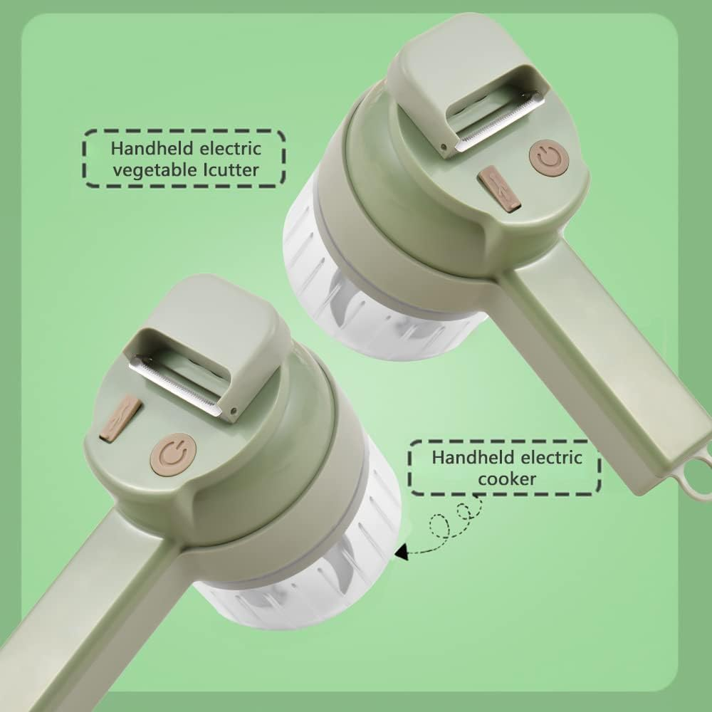 Vegetable Chopper 4 in 1 Handheld Electric Food Chopper Set Wireless Vegetable Cutter Set with USB Powered for Garlic Chili Onion Celery Ginger Meat Green image number 2