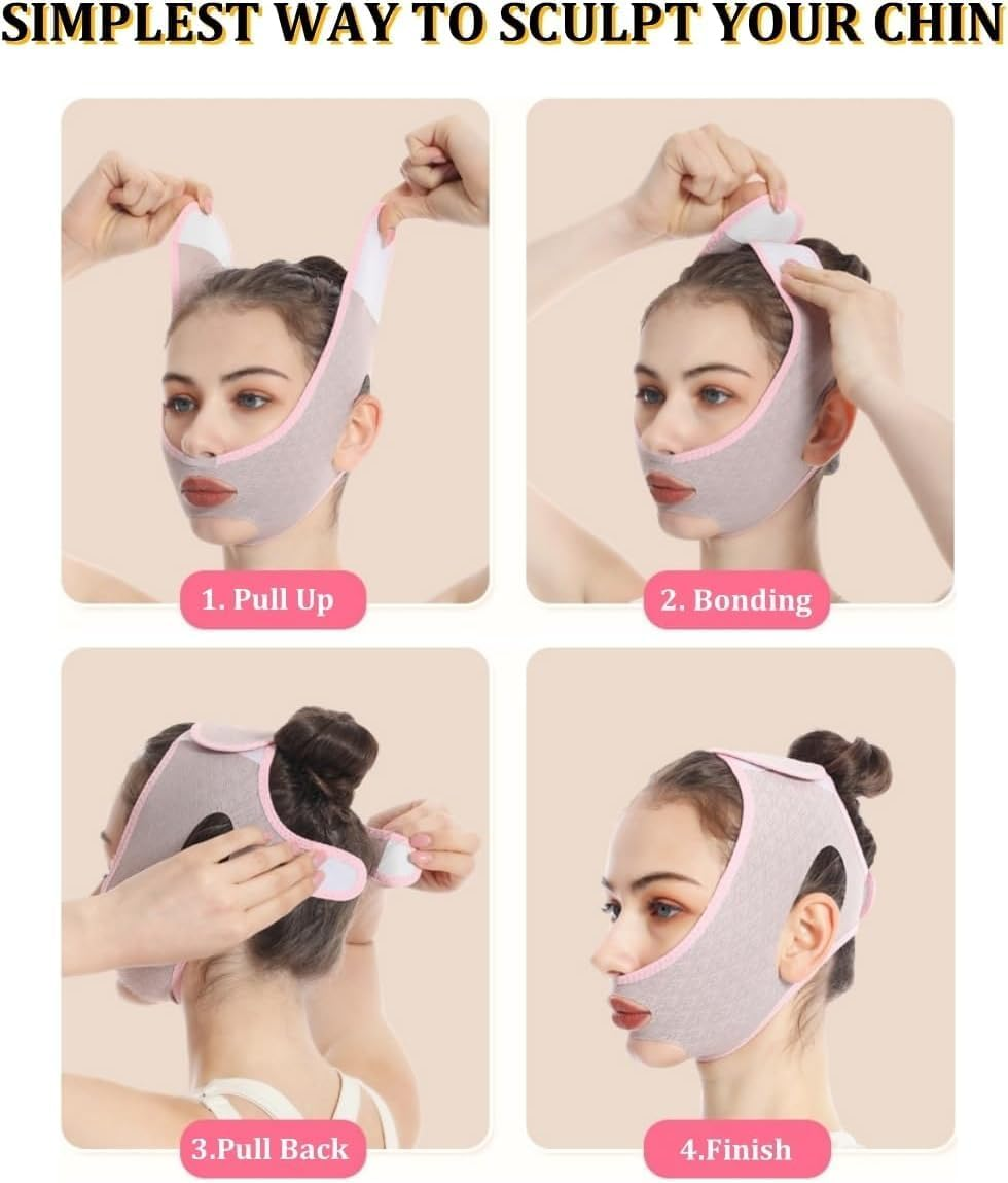 Beauty Face V-Face Lifting and Tightening Bandage, Chin Strap for Double Chin for Woman, V-Line Shaping (1Pack) (Grey, One Size) image number 2