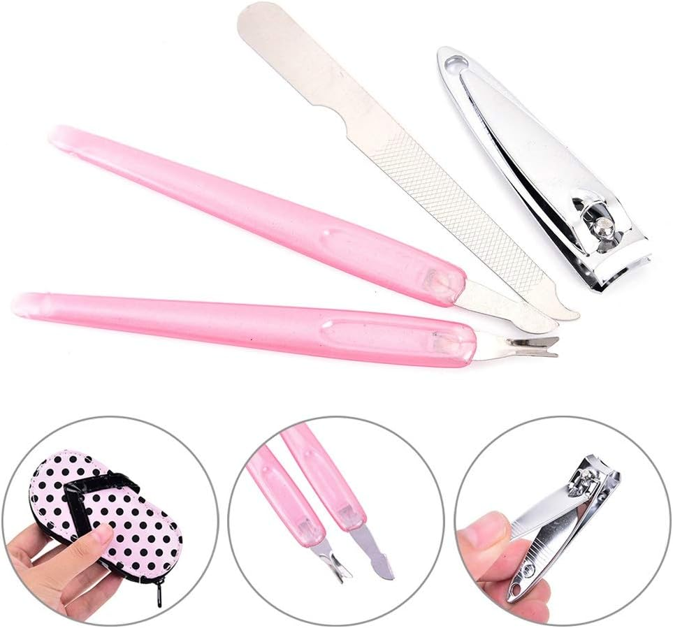 4Pcs/Set Travel Kit Nail Clippers Grooming Tool Stainless Steel Pedicure Manicure Set with PU Box Nail Care 4.3 X 2.2Inch Zhengpingpai