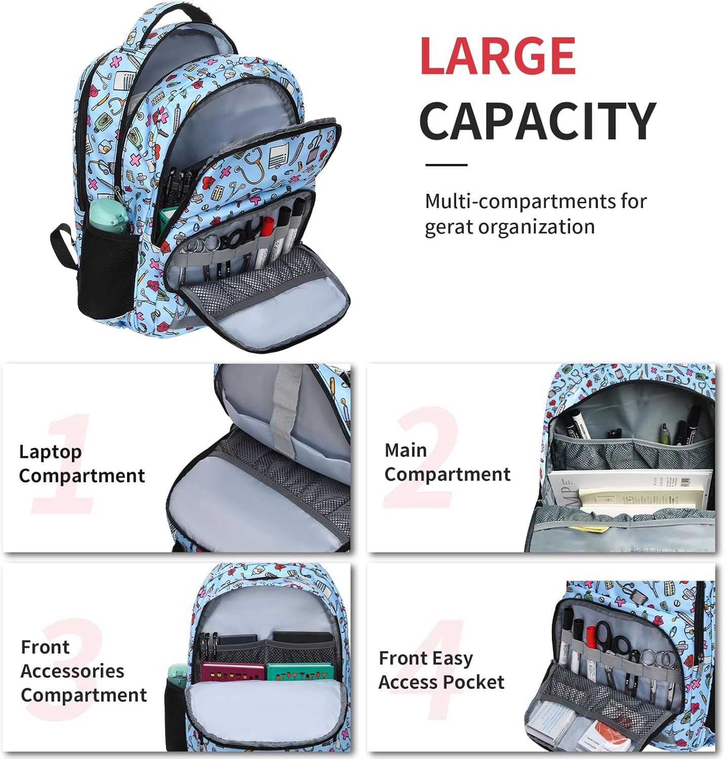 Gatycallaty Nurse Backpack for Women Girls Laptop Work Bag College Nursing Assistant Cna Cma Hospital Commuter Essentials image number 2