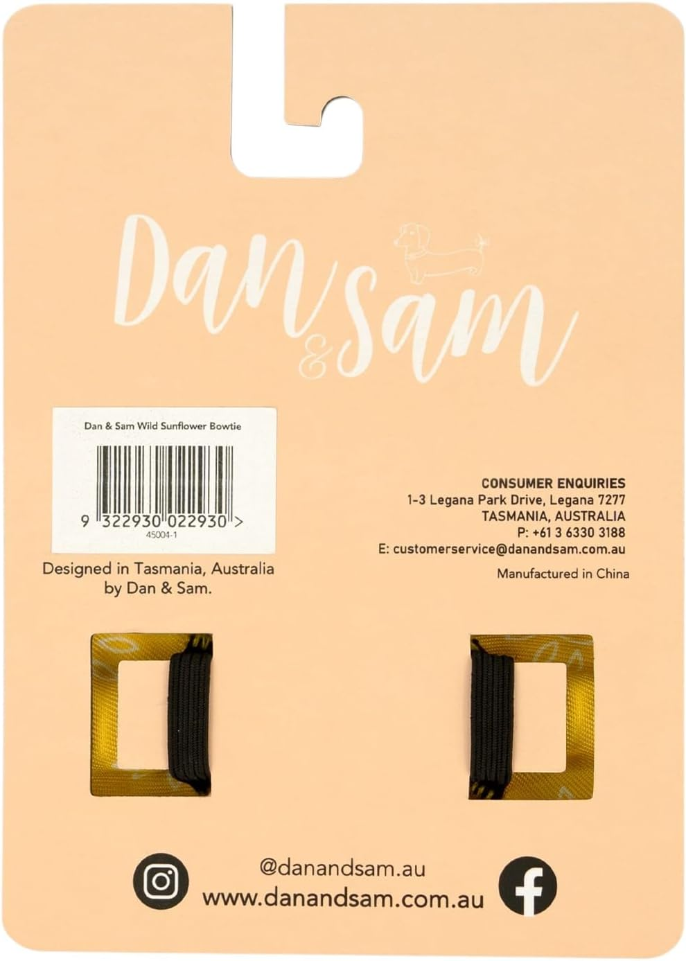 Dan & Sam Wild Sunflower Bowtie, Vibrant Yellow Floral Design, Adds Style to Everyday Pet Looks, Ideal for Walks or Special Moments, Easy to Attach, Secure Collar Threading, Matching Accessories