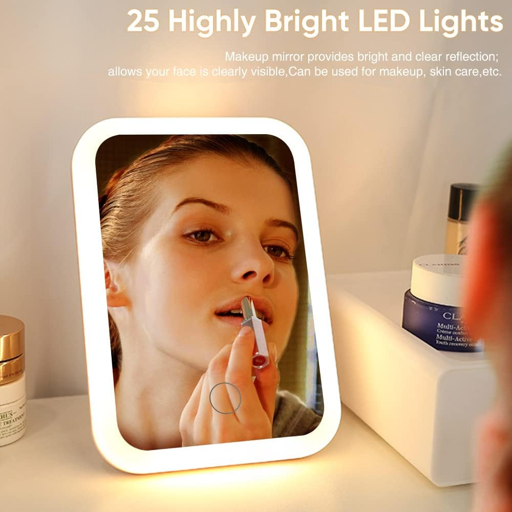 LETOUR Makeup Mirror with Light - 3 Modes Tabletop Mirror with Swivel Touch Dimming for Dressing & Makeup (Square) image number 3