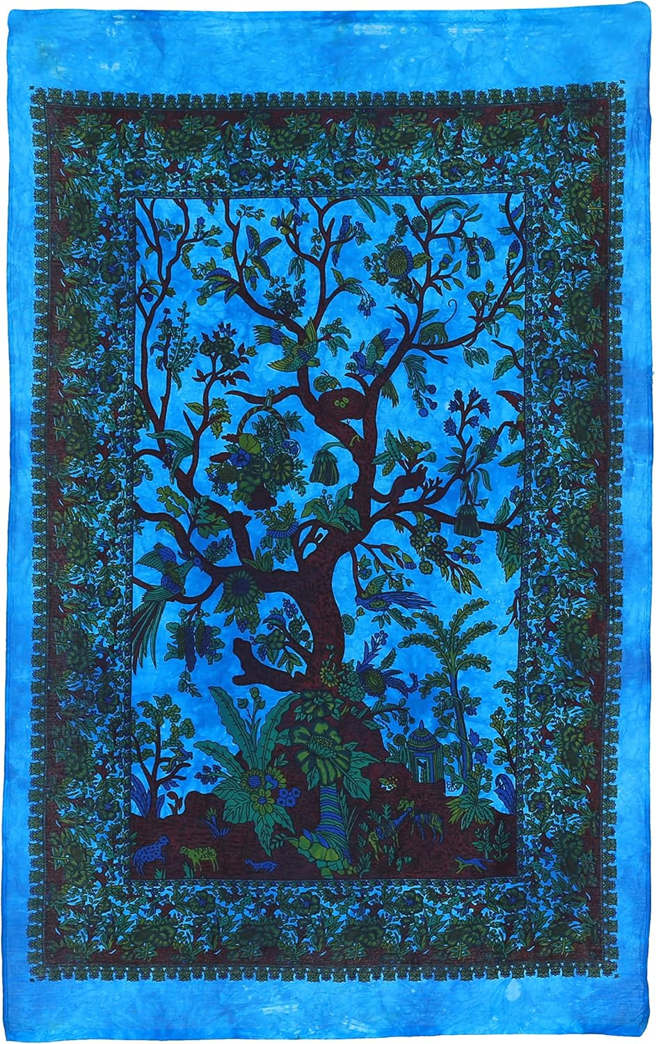 Craft Trade Tree of Life Small Tapestry & Hippie Boho Bohemian Wall Hanging, Blue Tapestries for Bedroom, Wall Art, Home Decor - 30X40 Inches (Poster)
