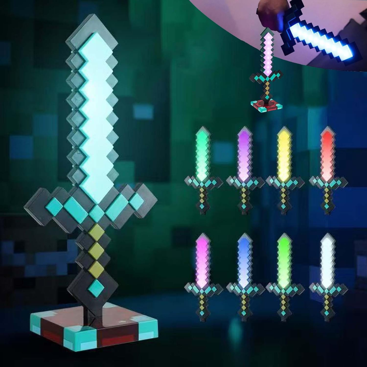 Zeilabang Kakadi Diamond Sword, Night Light Lamp for Gaming, Craft Torch Lamp, Night Lamp, USB Rechargeable, Lighting 3D Bedside Lamp for Gifts, Room and Party Decoration image number 5