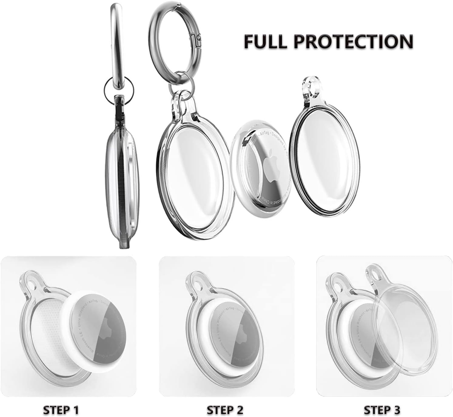 Airtag Keychain Holder (4 Pack) for Apple Airtags Anti-Lost Air Tag Holder Case Compatible with Car Keys Luggage Dog Collar - 4*Black image number 6