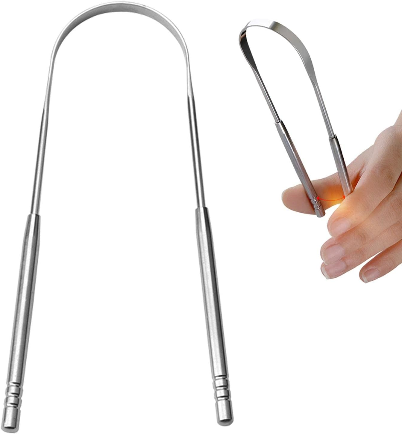 Tongue Scraper for Adults - Tongue Scraper Cleaner Health - Tongue Brush Reusable Portable Stainless Steel Tongue Scrapers, Reduce Bad Breath Maintains Oral