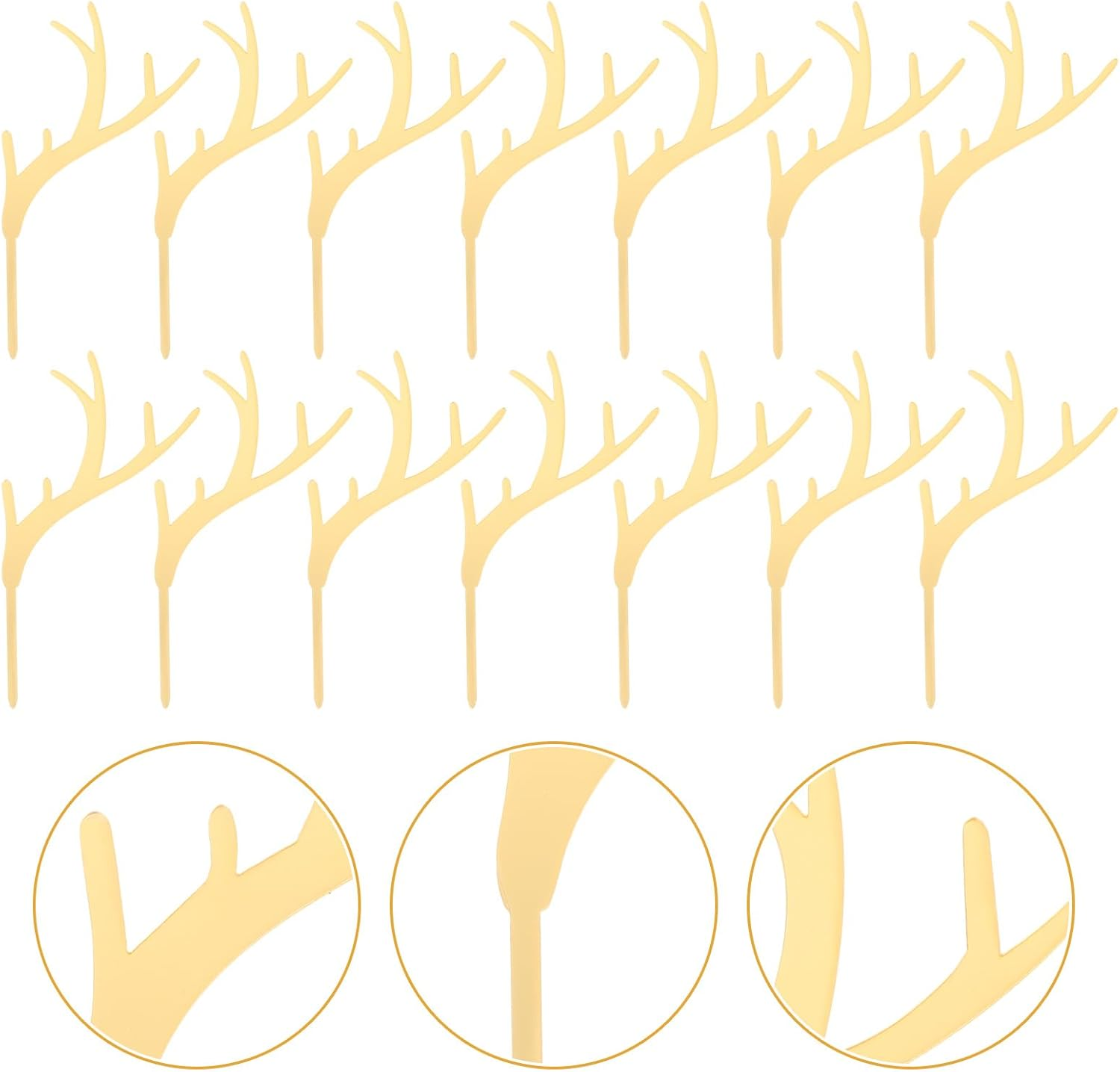 LUOZZY 20Pcs Reindeer Antlers Cake Toppers Christmas Cupcake Picks Deer Antler Cake Decoration Photo Props for Xmas Party - Golden image number 5
