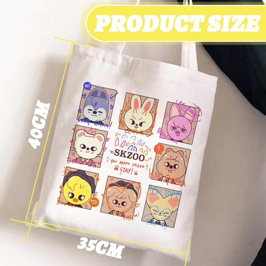 PEXIVOZ Stray Kids Merch for Stay, Skzoo Tote Bag, Canvas Bag, Stray Kids Gadget, SKZ Jute Bag and Cosmetic Bag, Kpop Straykids, Gift Item image number 3