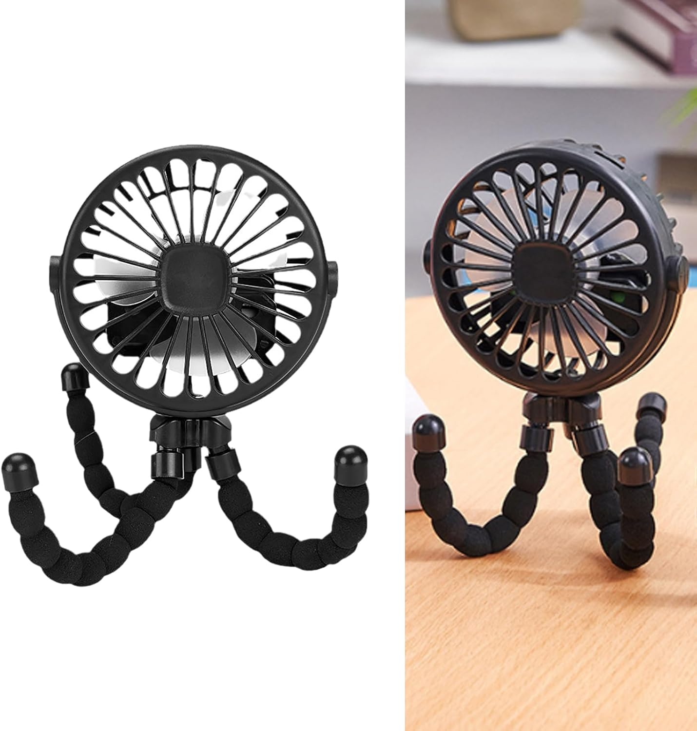 Baby Stroller Fan, Portable Flexible Lightweight USB Clip Battery Operated Baby Car Fan for Outdoor Camping (Black) - Pink image number 5