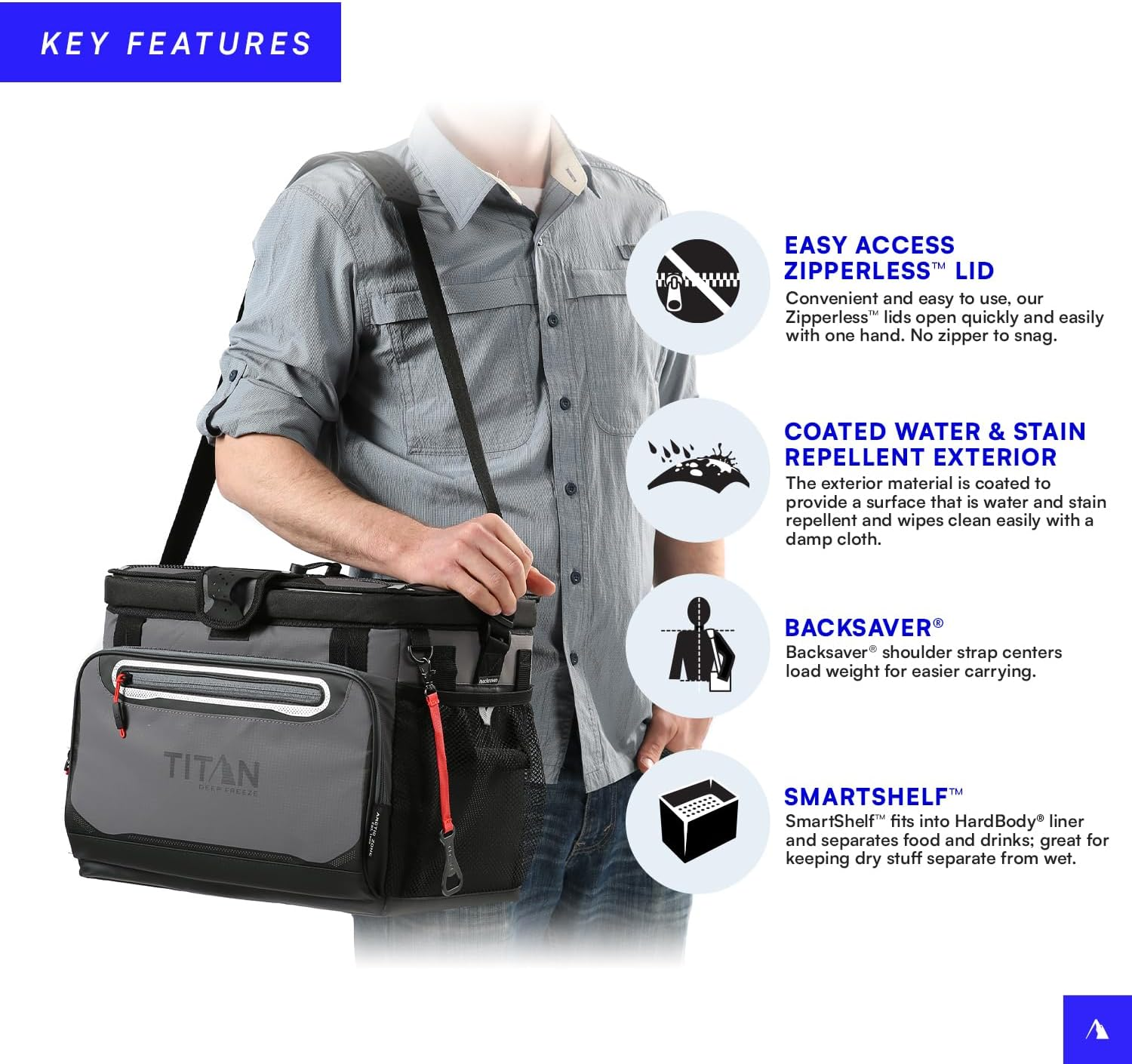 Arctic Zone Titan Deep Freeze Cooler - Zipperless Hardbody Cooler with Deep Freeze Insulation, Hardbody Liner, and Smartshelf