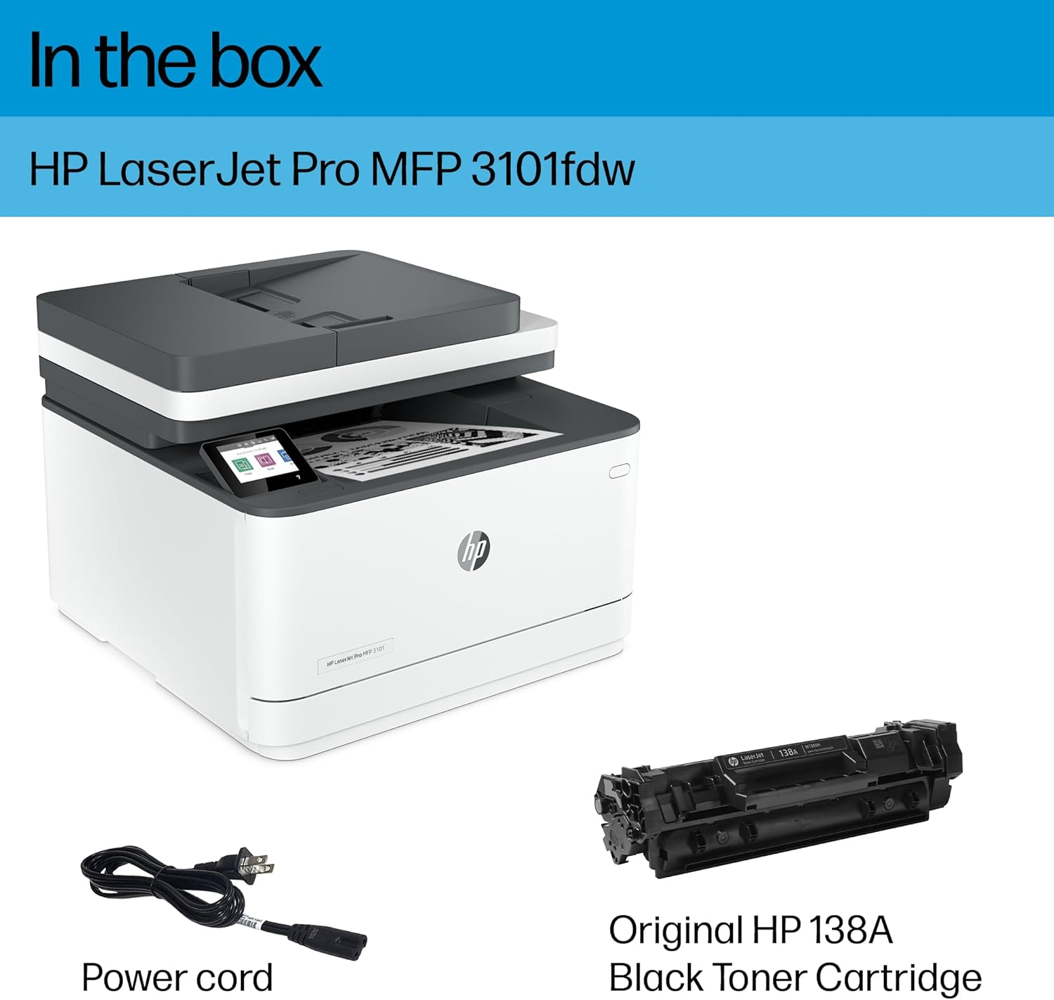 HP Laserjet Pro MFP 3101Fdw Wireless Black & White All-In-One Laser Printer, Scanner, Copier, Fax, Best-For-Office (3G628F) image number 1