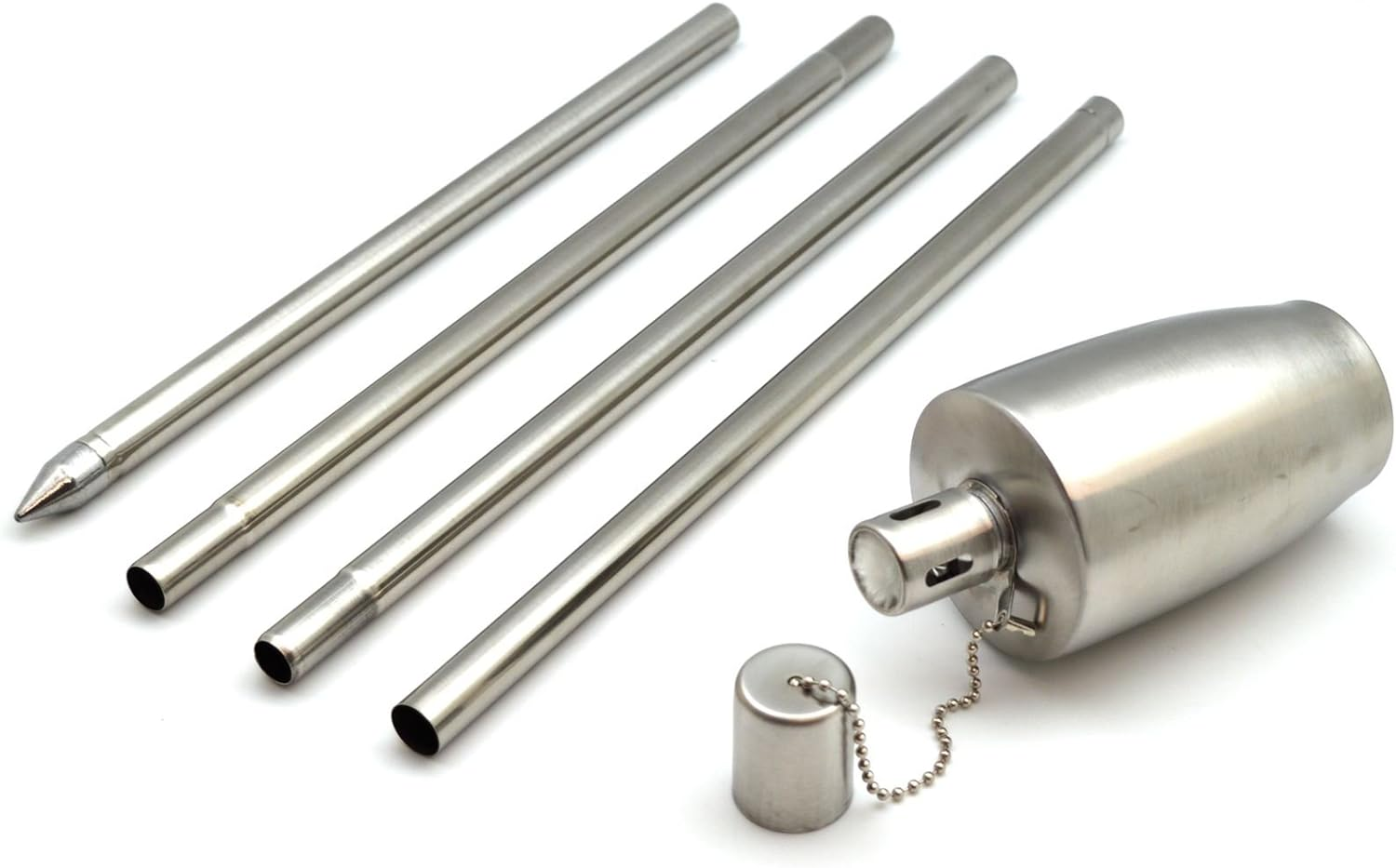 Harbour Housewares Metal Garden Torches - Barrel - Pack of 6-146Cm Silver Garden Torches Lighting Modern Outdoor Lighting Paraffin Oil Lamp Candle Flame Lantern for Parties, Outdoor Events, Bbqs image number 6