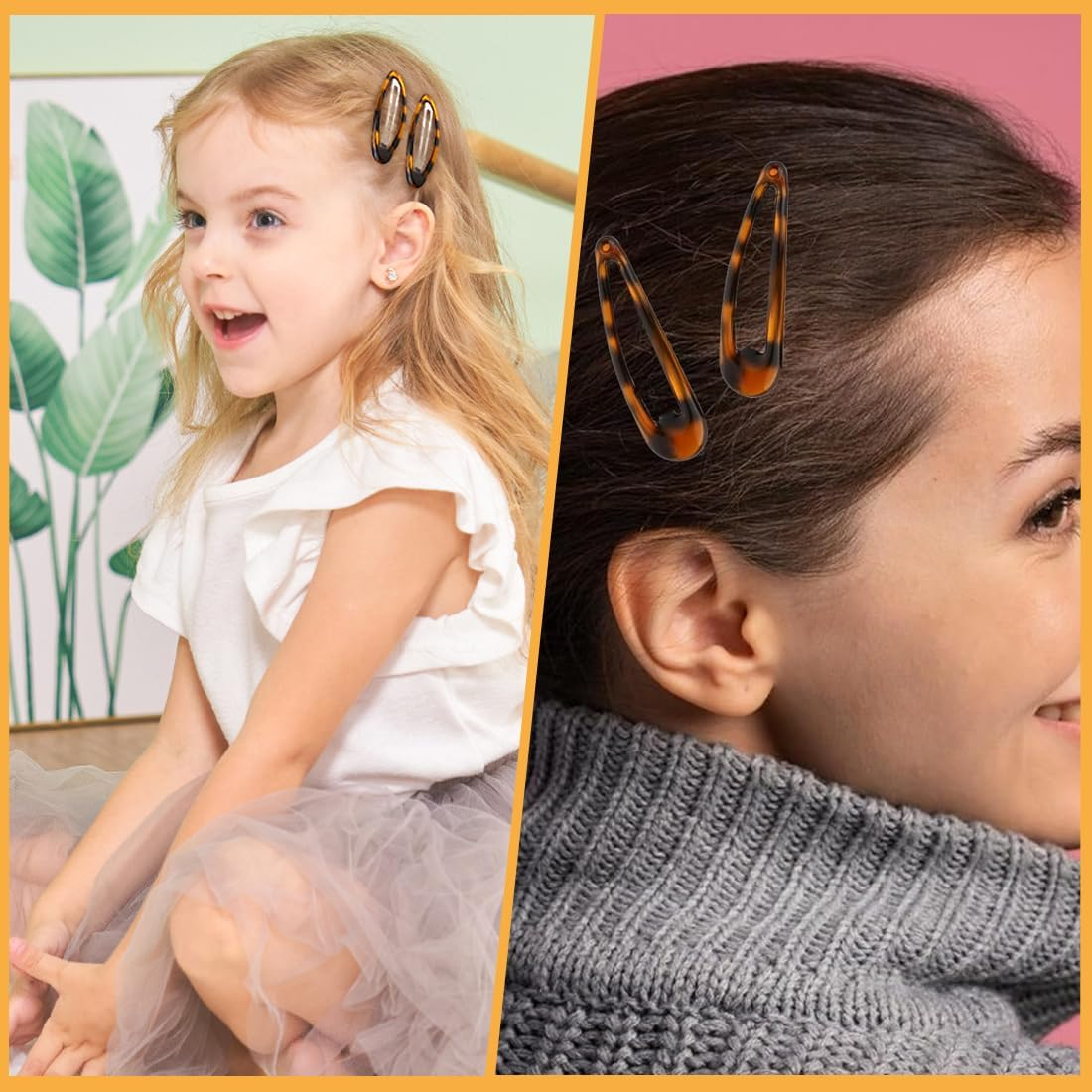 WUSJCOF Pack of 20 Women'S Thin Hair Clips, Metal Hair Clips, Non-Slip Hair Clips, French Tortoiseshell Look, Double Handle Snap image number 2