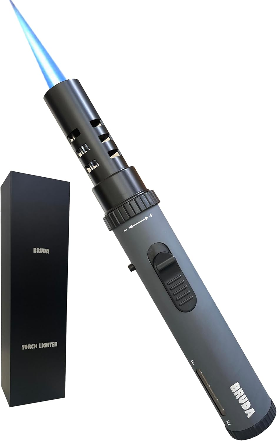 Bruda Camping Kitchen Butane Torch, Fire Starter Torch Lighter, Long Gas Refillable Blow Torch with Adjustable Jet Flame for Cooking, BBQ, Grill, Firewood, Wilderness Survival (Butane Not Included)