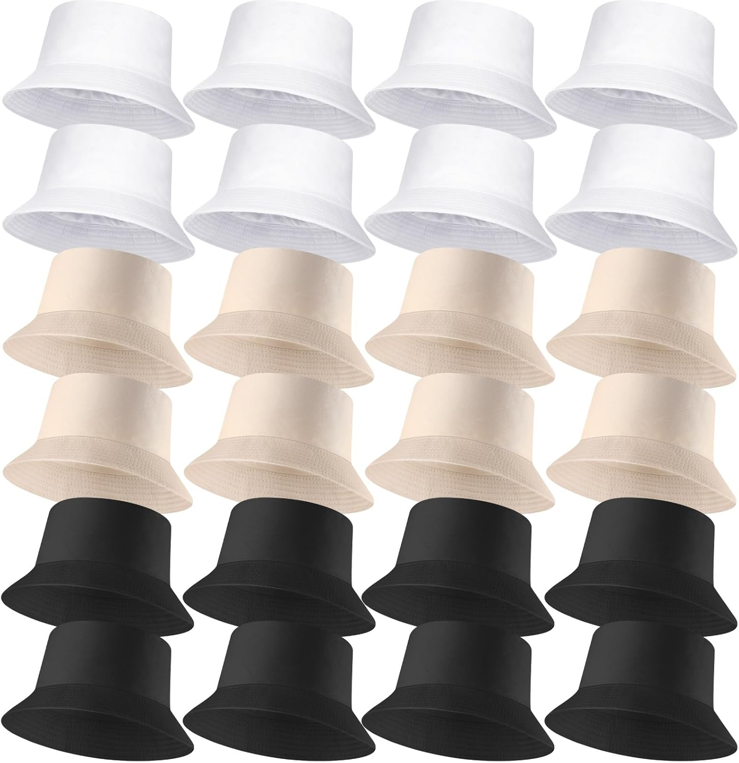 12 Pcs Bucket Hats for Men Women Bulk Cotton Fishing Cap UV Protection Beach Foldable Solid Color Summer Sun Cap