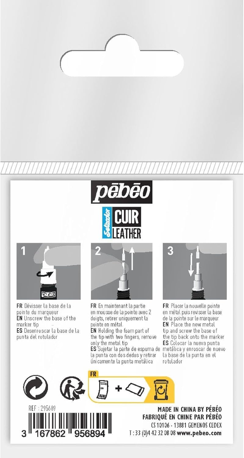 Pebeo Water-Based Acrylic Markers, for Customizing and Repairing Leather and Synthetic Leather Products, Set of 3 image number 1