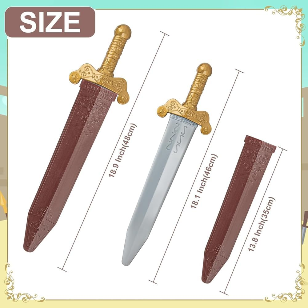 Plastic Toy Roman Sword with Sheath for Pretend Play Knight Sword for Boys Pretend Play,Knight Costume,Role-Play Accessory,Halloween image number 4
