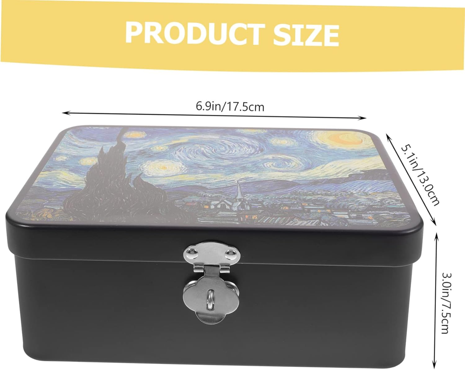 Vintage Medium Tinplate Storage Box Lock Decorative Lockable Small Metal Organizer Case for Home Desktop Keepsake and Jewelry Storage