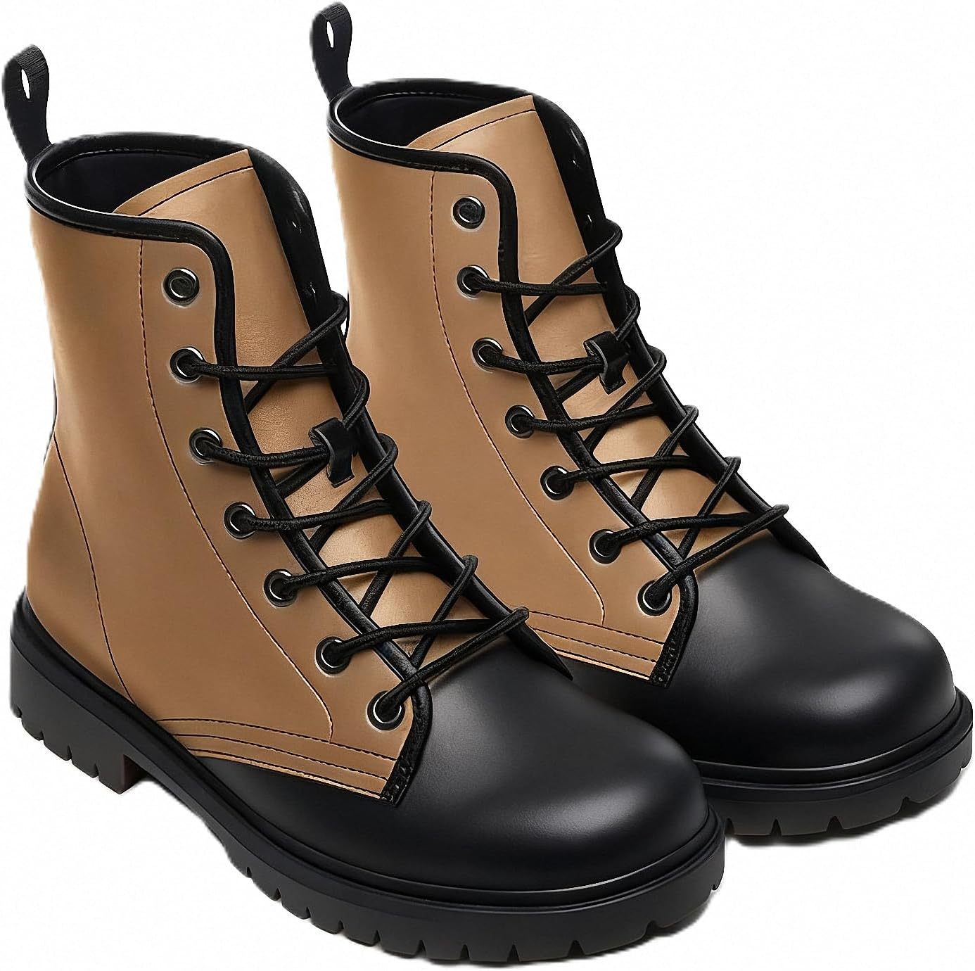 Women'S Ankle Booties with Gradient Color-Blocked Solid-Colored Floral Print Stylish Gothic Combat Boots Platform Lace-Up Leather Boots Travel Halloween Christmas Party