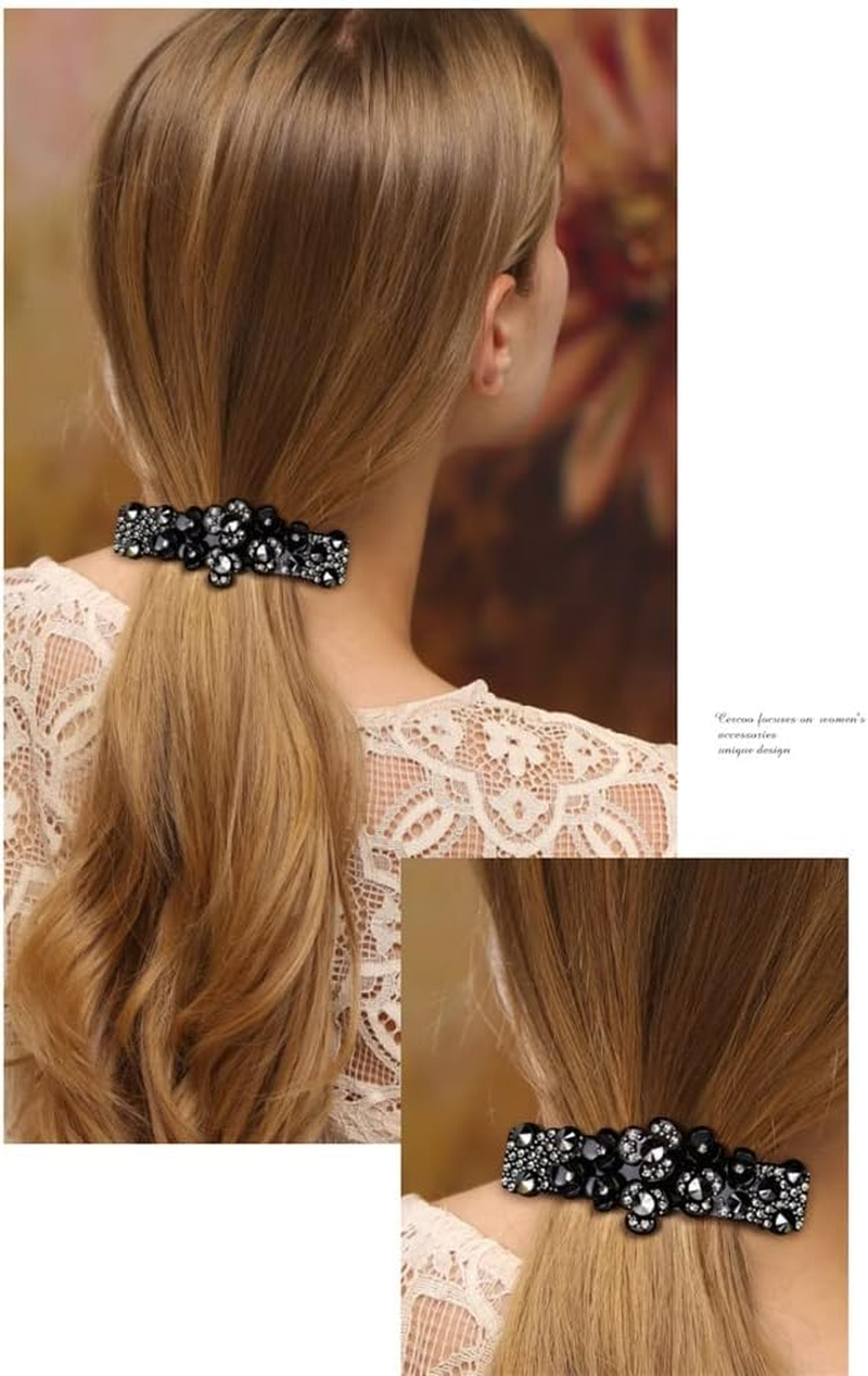Crystal Hair Accessories,Clips Hairpins,Clip Plate,Black Diamond Series Hairpin Black Hair Accessories Female Acrylic Horizontal Clip Top Clip Female Hair Accessories (Color : A, Size : 8.5 * 3.3Cm) image number 2