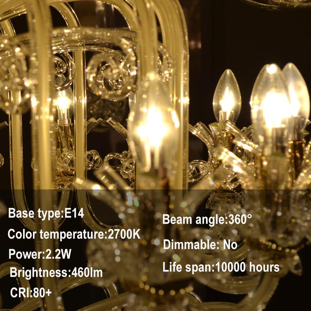 Ziefgn Pack of 4 Classic LED Bulbs E14 40 W Equivalent to 40 W Forme Bougie Blanc Caldo Lighting 2700K, AC 220-240V image number 6