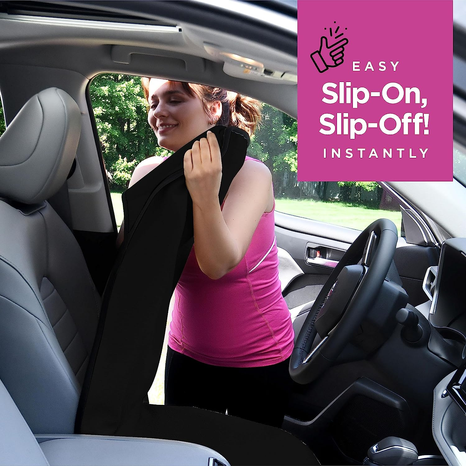 Black Car Seat Cover for Post Gym Workout Running Swimming Beach and Hiking Universal Fit Anti-Slip Bucket Seat Protector for Cars Suvs and Trucks(Color:Black) image number 6