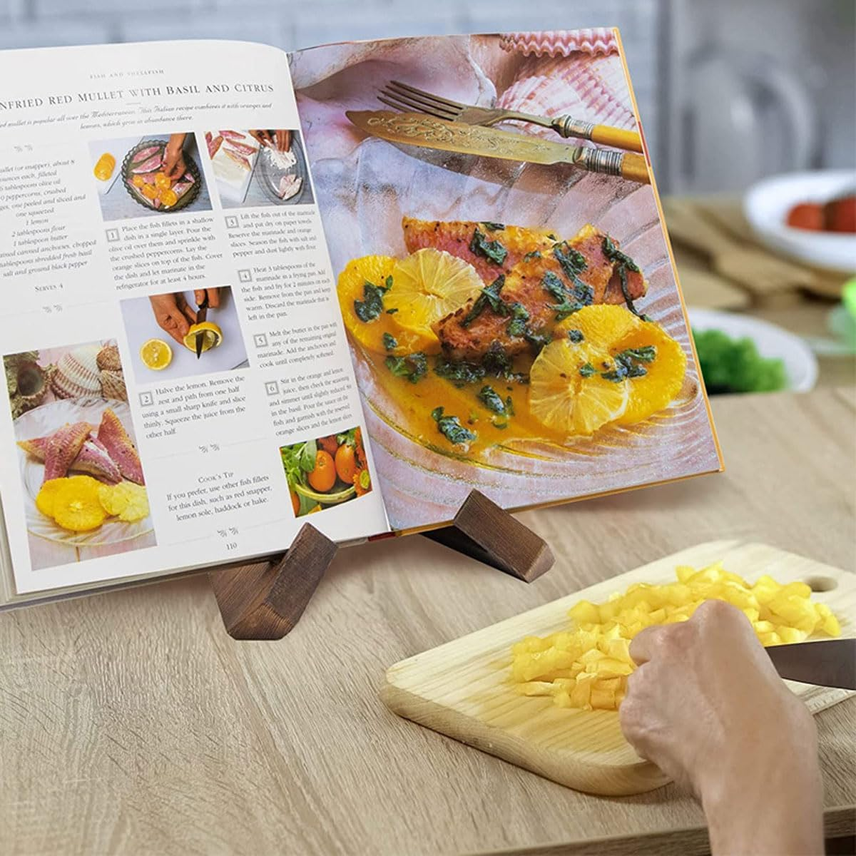 AIMALL Solid Wood Flat Bracket, Modern Simple Menu and Record Stand, Household Reading Rack, Fits Items up to 8.5 Inches image number 1