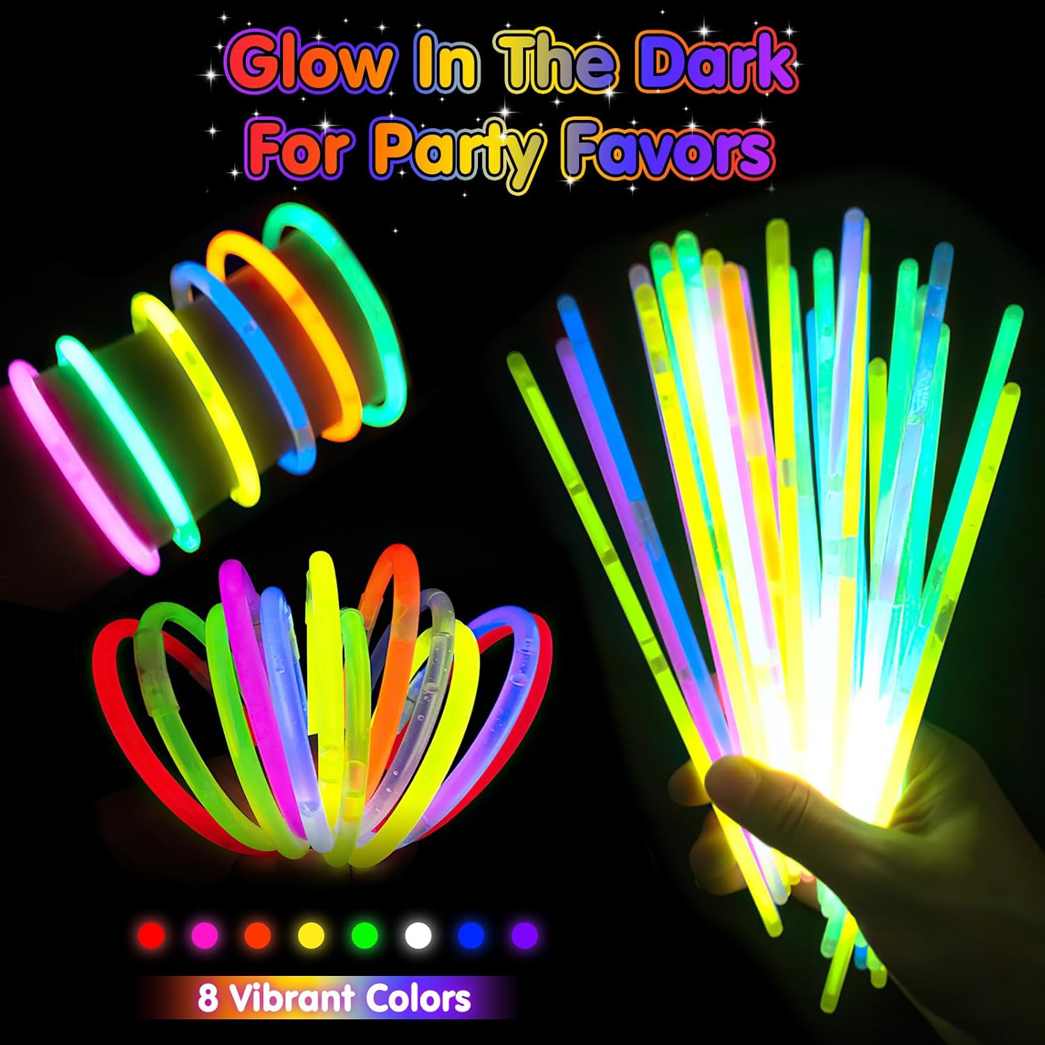 90Pcs Glow Sticks Bulk Party Favors-Safe Glowsticks with 100Pcs Connectors for DIY Bracelets, Necklaces, Glasses ,Perfect for Night Events, Easter, Christmas, Halloween Party, Football Party Supplies image number 3