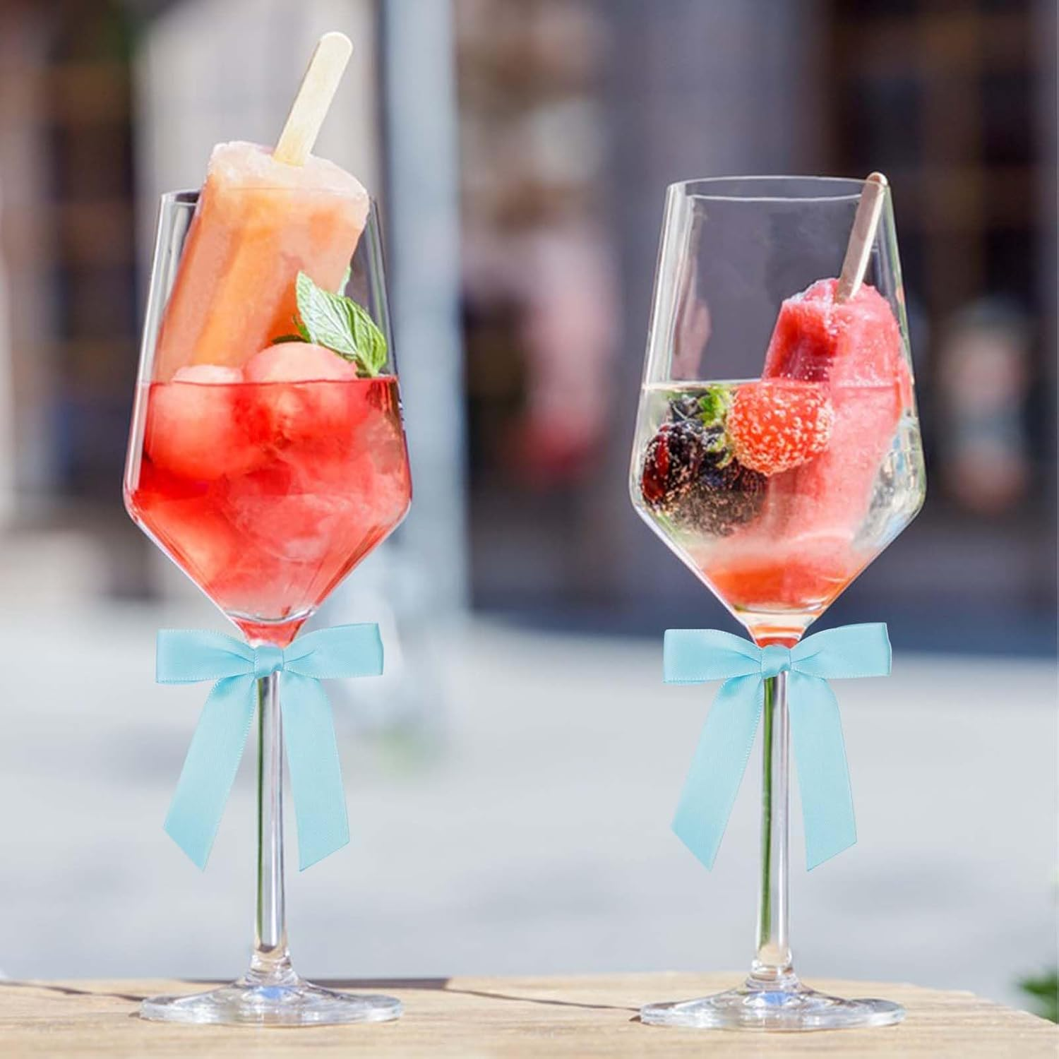 Satin Ribbon Sky Blue Bow Decor 2.5" Premade Pink Twist Tie Bows for Gift Wrapping Treat Bags Party Favors Wedding Decorations - 50 Counts - Black 1 image number 7