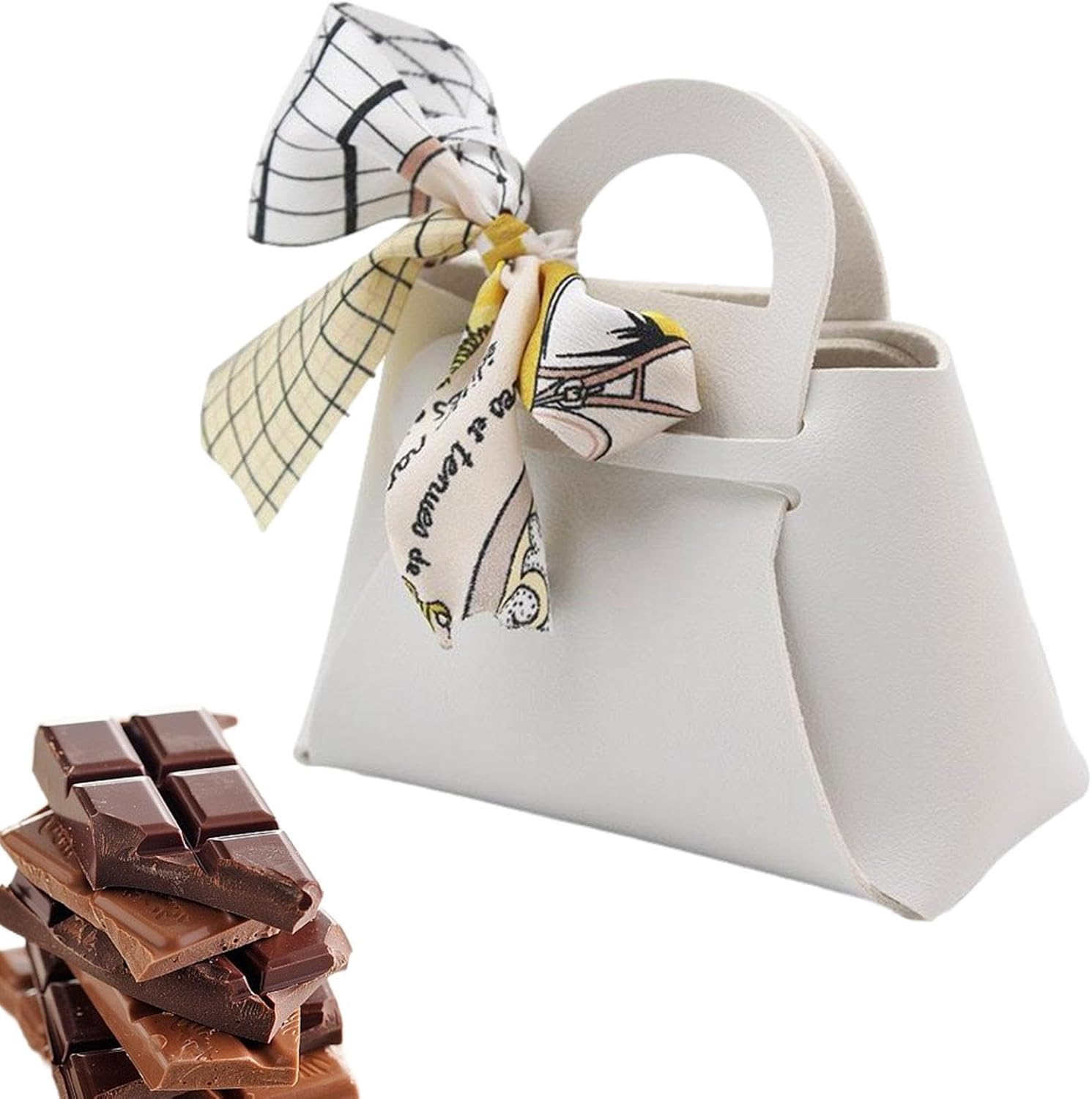 Leather Candy Gift Bag - Leather Gift Wrapping Boxes with Ribbon, Chocolate Candy Bag Wedding | Small Gift Boxes, Gift Bag for Baby Shower, Christmas, Wedding image number 2