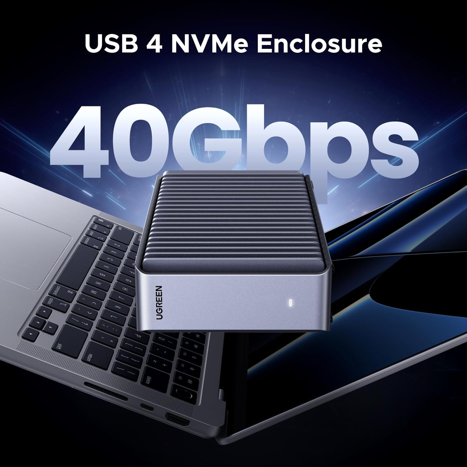 UGREEN 40Gbps M.2 Nvme SSD Enclosure, External SSD Drive with Double-Sided Fin Heat Dissipation, Compatible with Thunderbolt 4/3/USB4/3.2/2.0, Support M-Key/(M&B) Key 2280/2260/2242/2230 SSD Size image number 2
