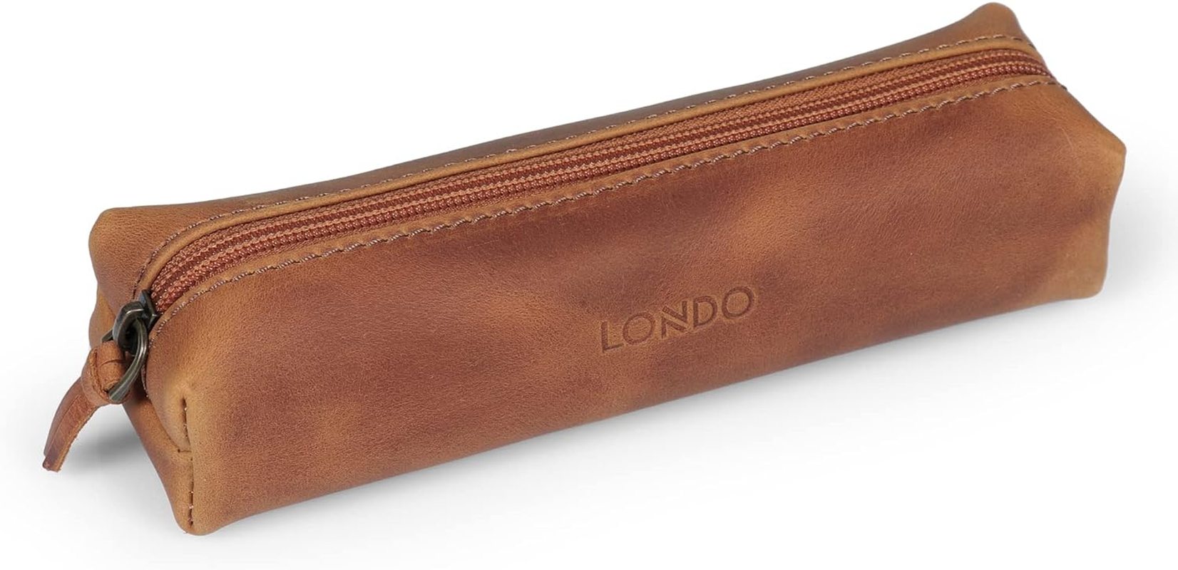 Otto Angelino Genuine Leather Zipper Pen, Pencil & Cosmetic Case