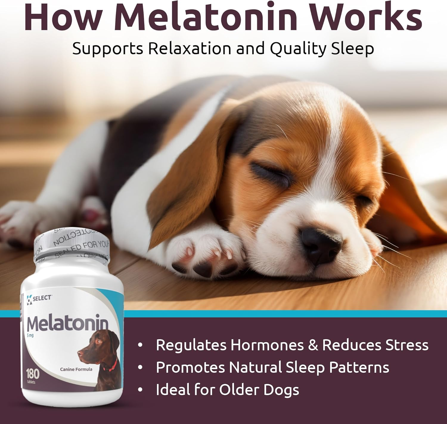 K9 Select Melatonin for Dogs - Calming Aid Tasty Dog Supplement - Helps Overall Health with Quiet Moments and Composure - Reduce Stress Calming Treats for Large Dogs - 5 Mg, 180 Tablets image number 6