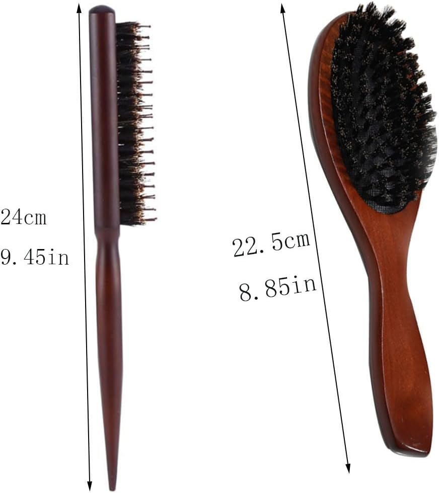 Armastuse Boar Bristle Hair Brush,2Pcs Professional Massage Comb,Stiff Bristles Hairbrush for Beard Styling,Hair Brush for Men and Women,For Detangling,Smoothing,Wave Styles image number 2
