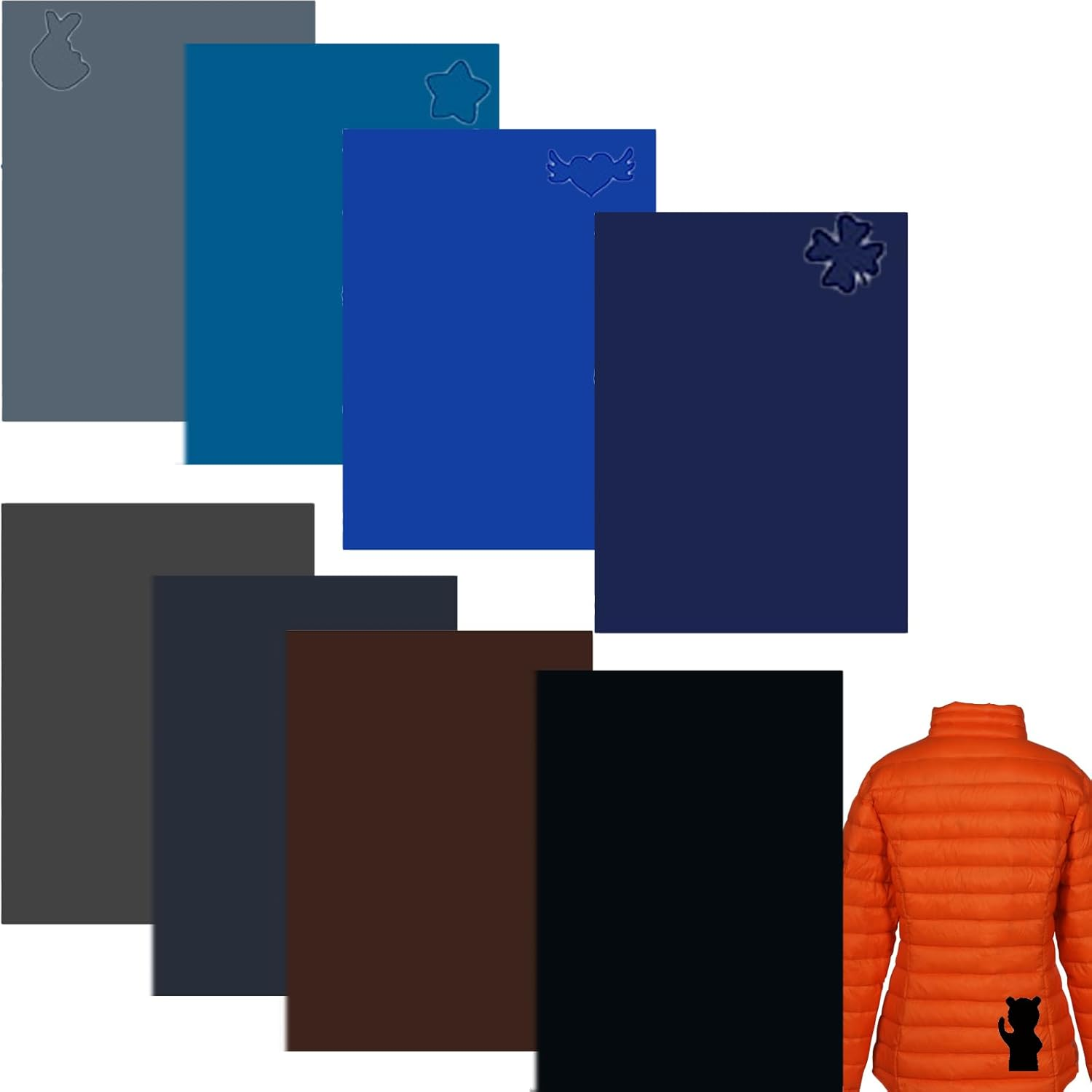 Down Jacket Patches Nylon Repair,Black Different Size and Shapes Waterproof Self Adhesive Repair Kits.For Clothing down Jacket Camping Tent Backpack Awning Sleeping Bags Repair Holes Tearing (Solid Color)