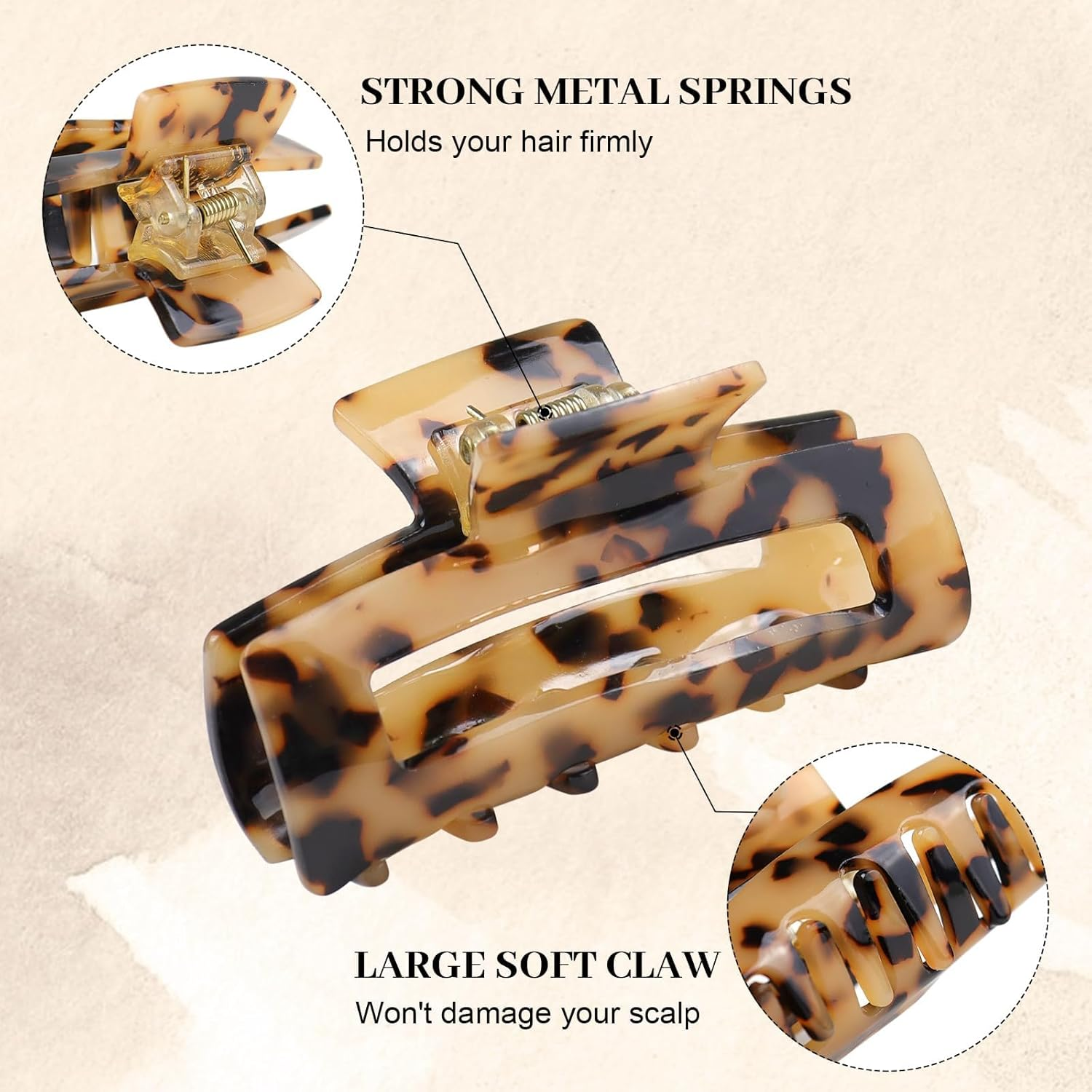 Blooms Hair Clip Large 4-Piece Hair Clips Set Non-Slip Hair Clips Women'S Thick Thin Hair Celluloid Claw Clip Hair Clip Leopard Hair Accessories for Women and Girls image number 6