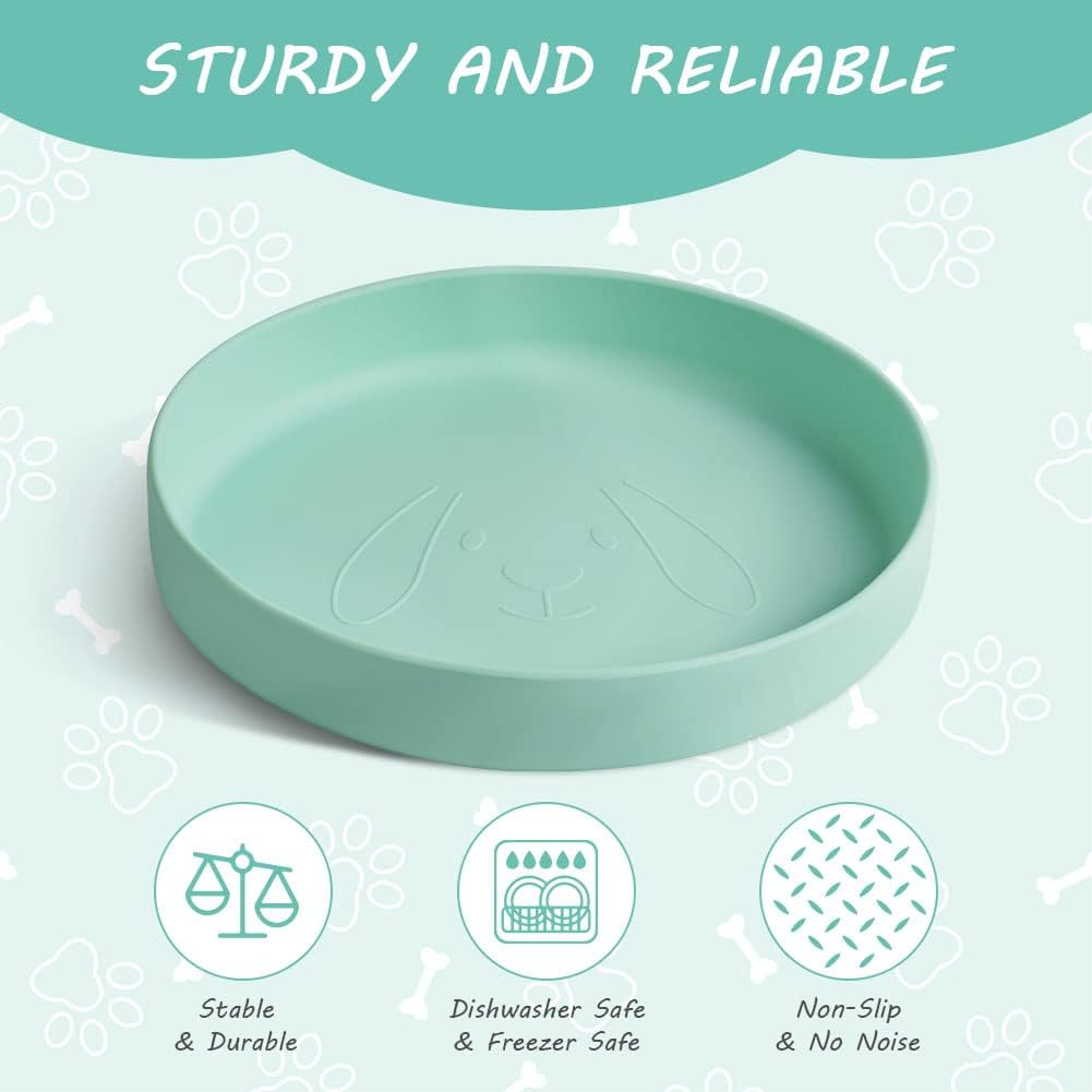 Adiwo Feeding Bowl for Cats, 18 Cm Silicone Bowl, Wide Cat Bowl, Feeding Bowl, Flat Cat Bowl for Dry Food and Wet Food, Water Bowl, Non-Slip Cat Bowl for Cats, Dogs, Green image number 4