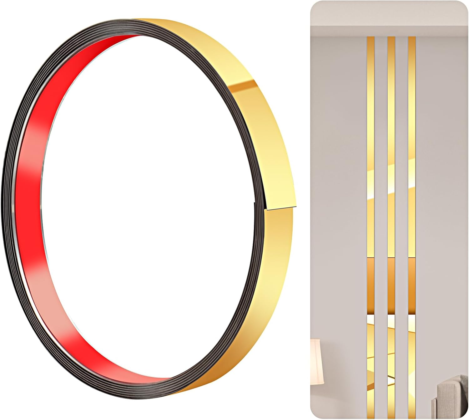 300Cm-2Cm Stainless Steel Mirror Trim, Tile Edging Trim, Edging Strip for Fireplace, Mirror Frame, Wall, Car and Furniture(Gold) image number 1