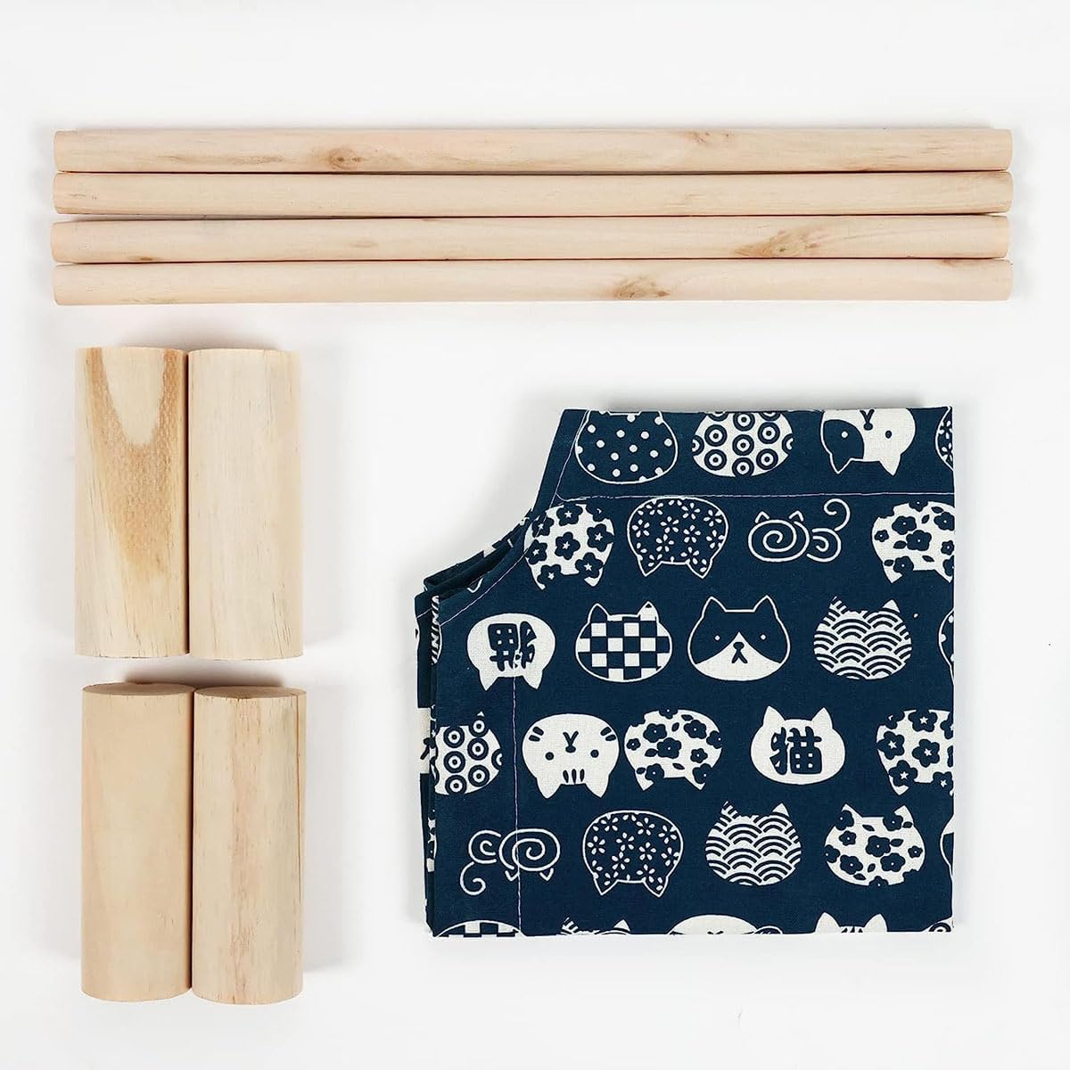 VENEKA Cat and Dog Hammock Bed Wooden Cat Elevated Cooling Outdoor Bed for Summer, Cat Beds for Indoor Cats B