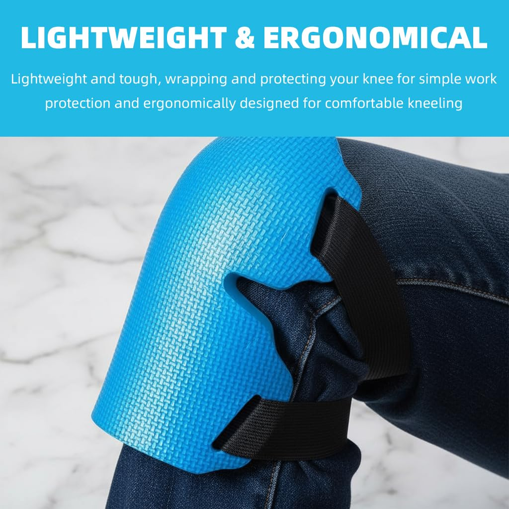 Heavy-Duty Knee Pads for Gardening, Construction, Flooring Work with Adjustable Straps and Soft Foam Cushion, 2 Pack - SZTTY (Blue) - Blue image number 2