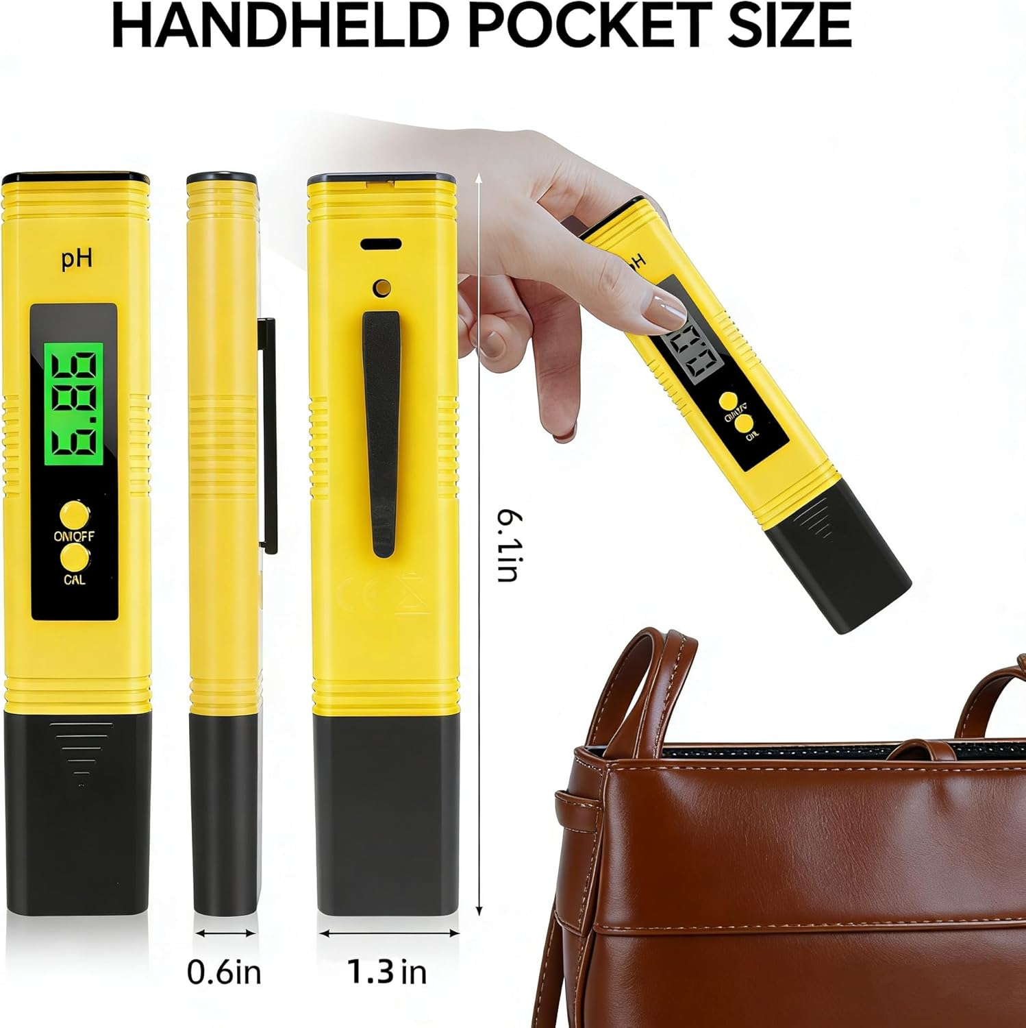 Digital Ph Meter, 0.01Ph High Accuracy Pen Type Ph Tester for Household Drinking, Pool, High Accuracy Digital Ph Tester with UL Certification and 3 Ph Calibration Powders
