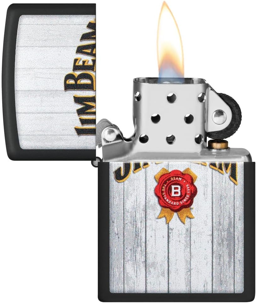 Zippo Jim Beam Classic Logo Windproof Lighter, Black Matte