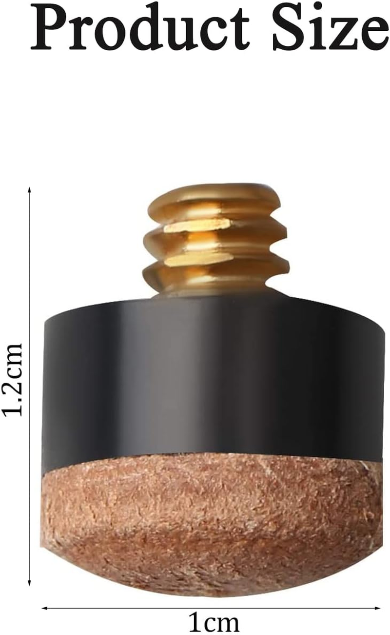 10 Pcs Screw on Tips 10 Mm Replacement Cue Tips for Pool Cues and Snooker， Pool Cue Tips Hard Leather Screw-On Tips for Pool Cues and Snooker(Brown) image number 2