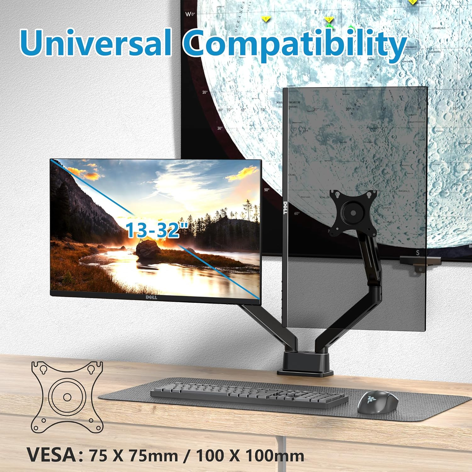 FORGING MOUNT Dual Monitor Desk Mount, Full Motion Dual Monitor Arm Gas Spring for 13"- 32" Computer Monitorfrom 2Kg to 9Kg image number 6