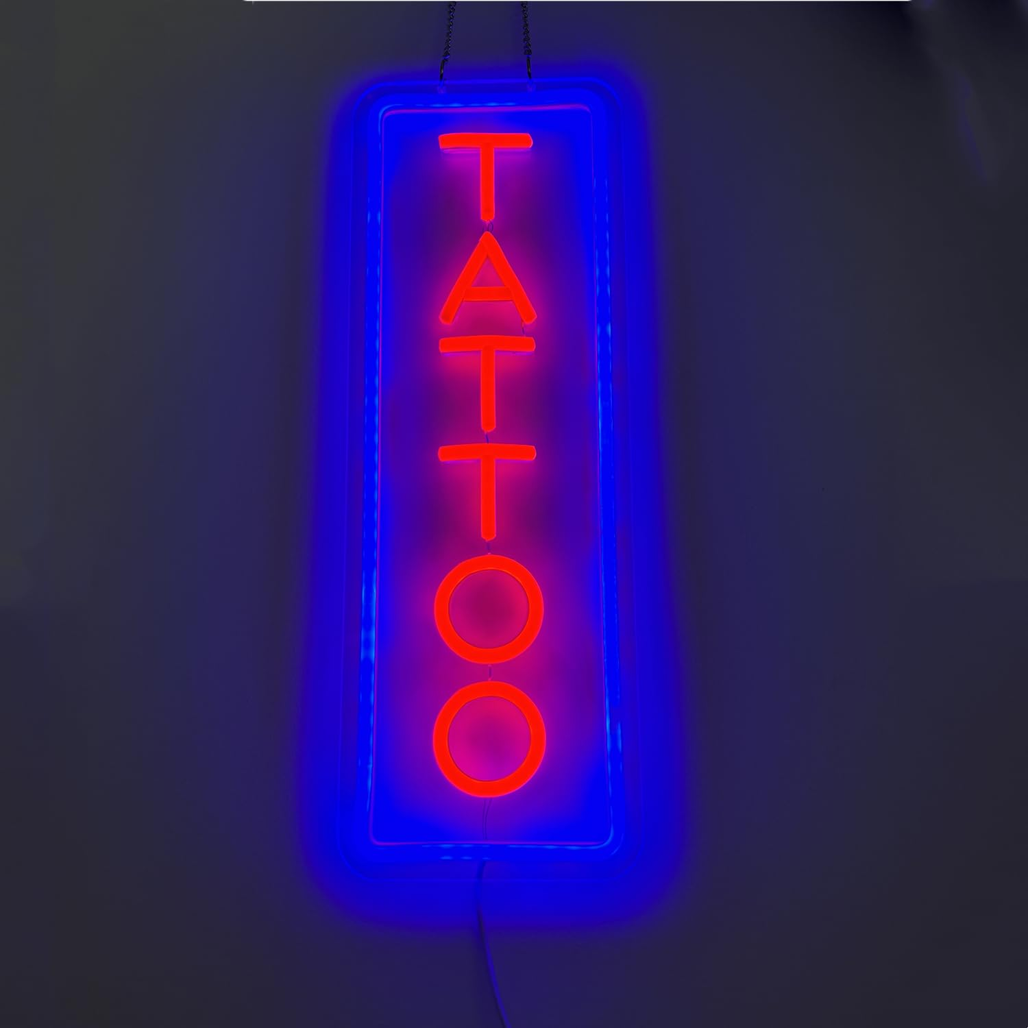 Dimmable Tattoo Neon Sign,Led Reusable Neon Signs,Arylic Ice Blue Tattoo Shop Sign with Dimmer for Tattoo Salon, Studio, Shop Plaque,Tattoo Gifts for Friends,16X5.9In(Blue+Red) image number 4
