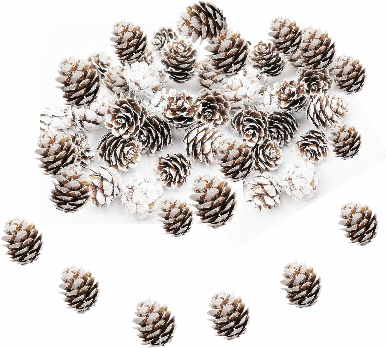 180 PCS Rustic Mini Pine Cones, White Christmas Snow Pinecones Ornaments,Wood Frosted Pine Cone Ornaments for Thangksgiving, Christmas, Autumn, Home, Party,Decorations,Diy Crafts and Gifts image number 4